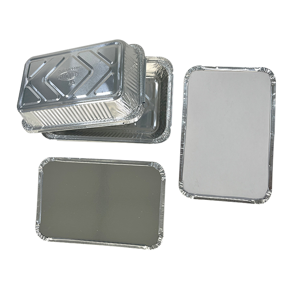 wholesale Food Storage Packaging Lunch Box Disposable Tin Foil Dishes Grill Pan Catering Aluminium Foil Container Tray With Lid 
